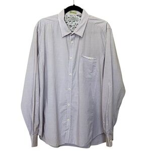Ted Baker Men’s Lavender Purple Check Button Down Shirt Casual Office Size 7/2XL